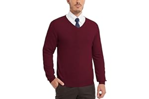 KALLSPIN Men's Sweater Pullover Wool Blend V Neck Long Sleeve Knitwear Casual