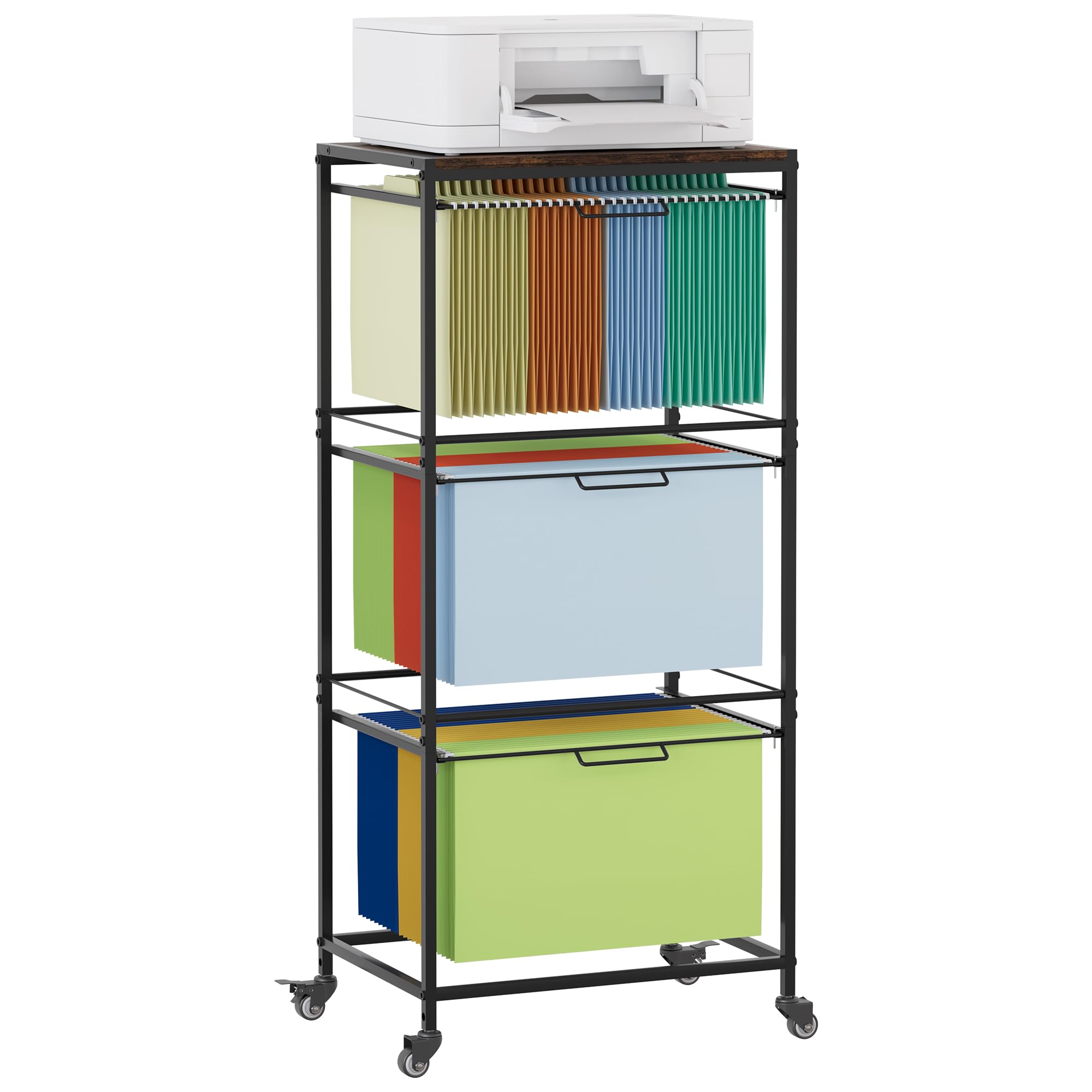 Photo 1 of *MISSING PARTS - See Clerk Notes*
EasyPAG Rolling Hanging File Folder Cart, 3 Tier Metal Pull-Out File Rack for Letter and Legal Size Folders, Portable Filing Cart for Office Home, Black