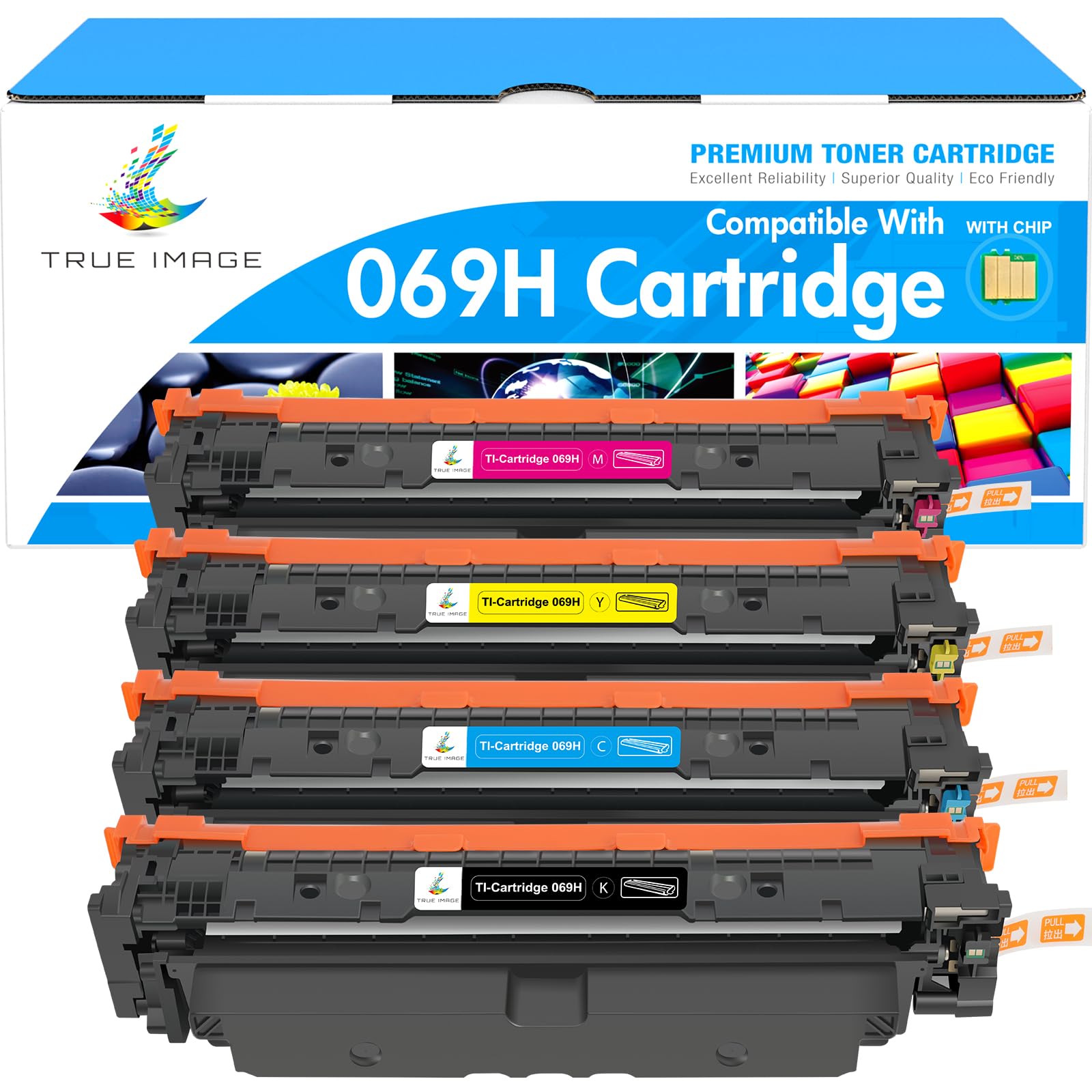 Photo 1 of 069H 069 Toner Cartridge Set MF753Cdw MF750C Replacement for Canon MF753Cdw 069 069H Toner Cartridges for Canon Color ImageCLASS LBP674C Series MF751Cdw LBP674Cdw M753 M751 Printer Ink B/C/Y/M 4 Pack