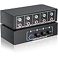 3.5mm Aux + RCA L/R Audio Switch Box 4 in 1 Out Bidirectional, BolAAzuL Stereo Audio Switcher Selector 4X1 Passive a/b Analog Audio Selector No Power Need