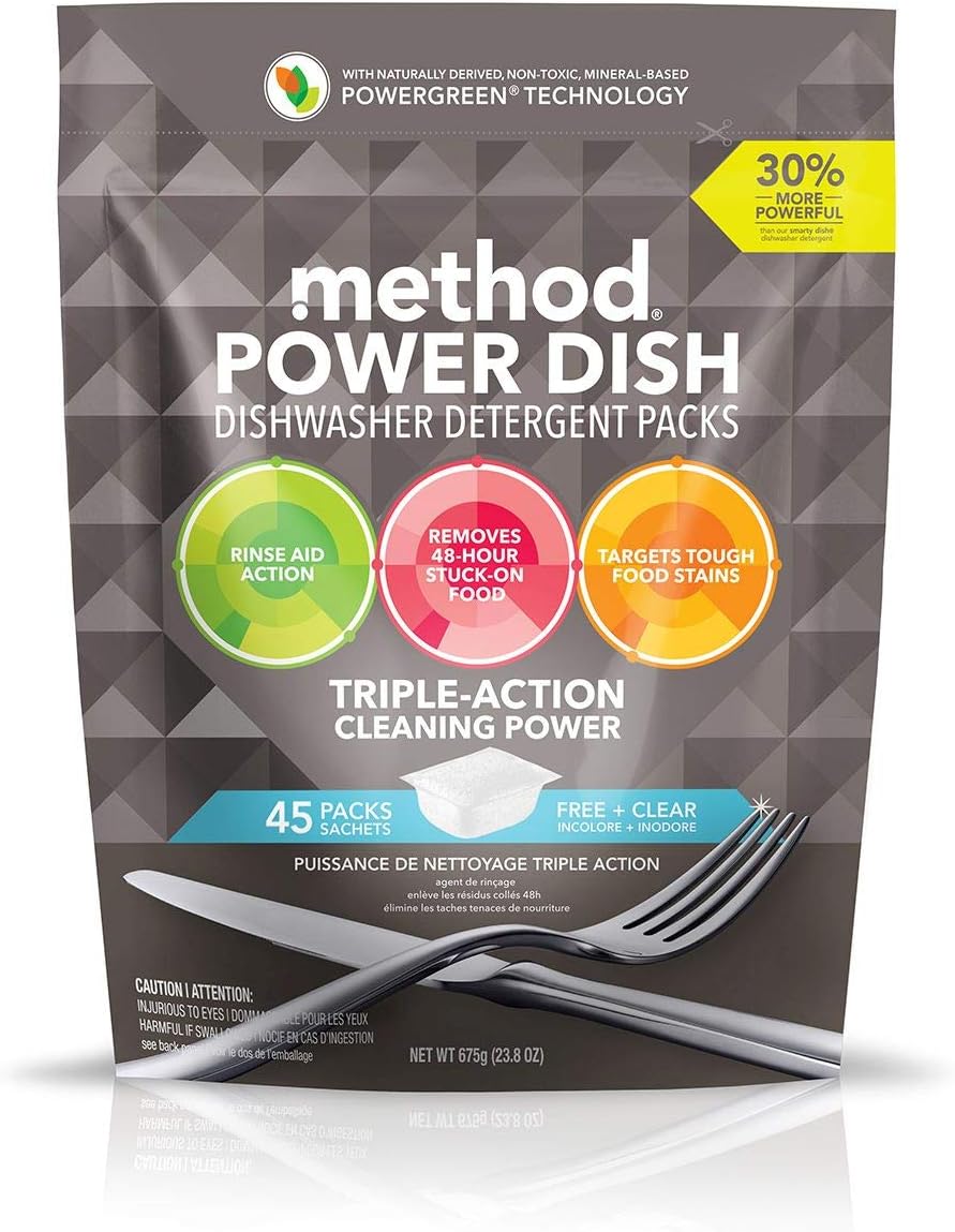 Method Dish Dishwasher Detergent Soap Pack, Free + Clear, 20 Count (Pack of 6) (Packaging May Vary): Health & Personal Care