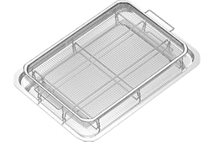 ZOMIXZO Extra Large Air Fryer Basket and Tray for Oven, 18.8'' x 13.3'' Stainless Steel Crisper Tray and Basket for Convection Oven, Baking Pan Perfect for the Grill, Dishwasher Safe, 1 Set Large Size