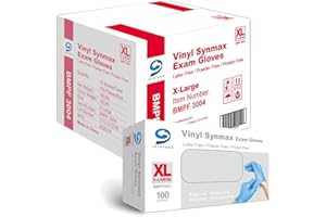 JOINTOWN Basic Synmax Vinyl Exam Gloves Disposable Exam Gloves, 4 Mil, Latex & Powder Free, BMPF-3004，Blue XL Size Case of 1000
