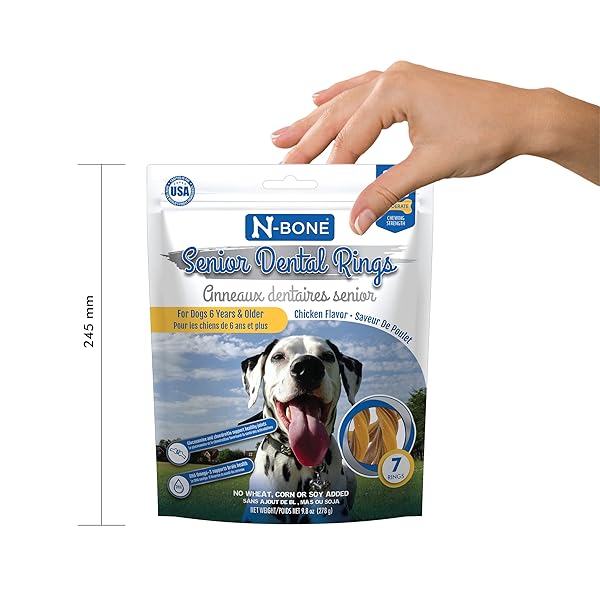 N-BONE SENIOR DENTAL RINGS CHICKEN FLAVOR DOG TREATS, 7 COUNT 9.8-OZ BAG