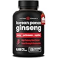 Korean Red Panax Ginseng 5325mg Per Serving | 10:1 Ginseng Root Extract with 5% Ginsenosides for Energy, Focus & Performance 