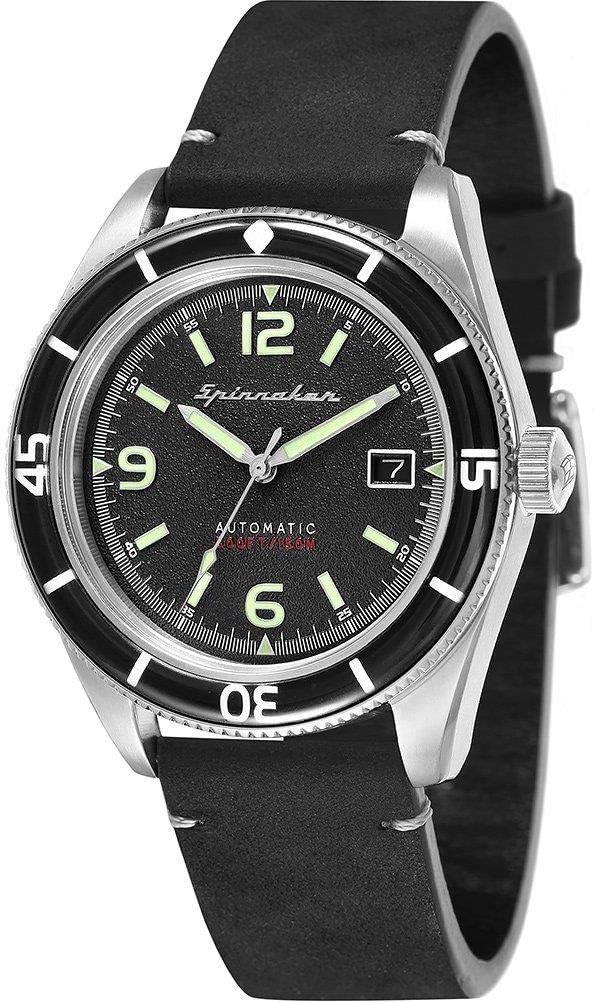 Fleuss Men's Automatic 3 Hands Watch with Black Dial and Black Genuine Leather Strap - SP-5055-02