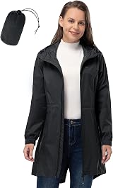 33,000ft Waterproof Womens Rain Jacket Lightweight Hooded Packable Black M view 8