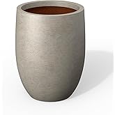Kante 11.8 Inch Tall Concrete Planter, Large Indoor Outdoor Plant Pot with Drainage, Smooth Weathered Concrete Finish with Painted Interior, Ideal for Porch, Home, Garden, Patio