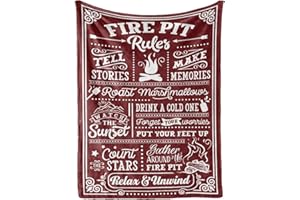 Camping Gifts for Women Men Lovers Throw Blanket, Happy Campers Decor Outdoor, RV Campsite Travel Hiking - Fire Pit, 50" x 65