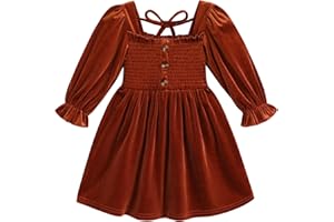 Happy Town Toddler Girl Dress Long Sleeve Play Wear Dress Baby Solid Color Casual Fall Winter Clothes