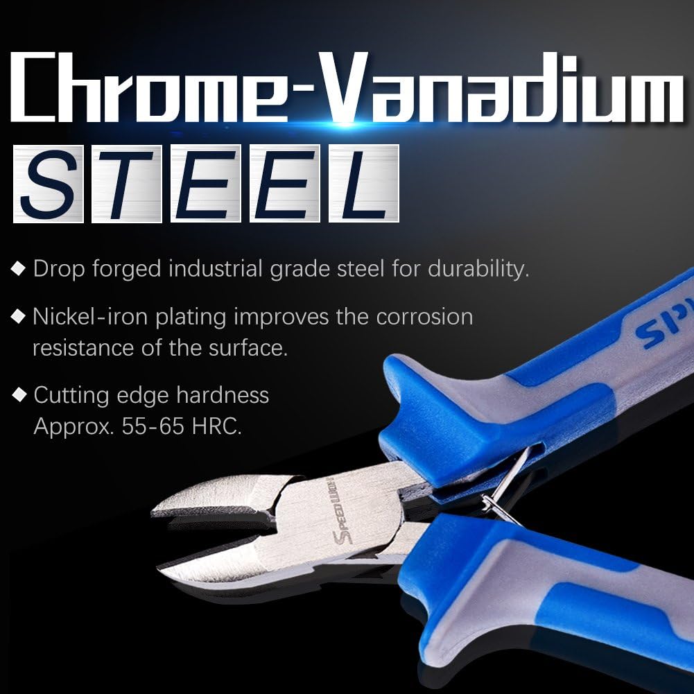 SPEEDWOX 4 Inches Diagonal Pliers Small Wire Cutters Mini Precision Plastic Nippers Plastic Side Cutter Side Cutting Micro Fine Pliers Functional Professional Hand Tool with Spring for Jewelry Making - Image 3