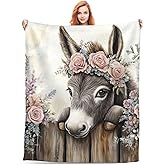 Cute Donkey Blanket Gifts for Women Adults, Donkey Themed Throw Blankets, Soft Cozy Lightweight Donkey Plush Throws for Living Room Sofa Couch Home Decor 50x60in