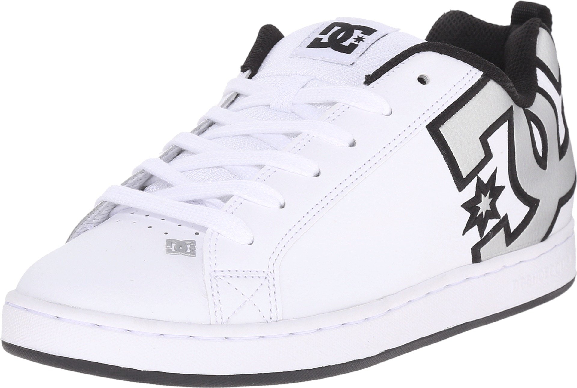 Photo 1 of DC Women's Court Graffik Low Top Casual Skate Shoe, White/M Silver, 8