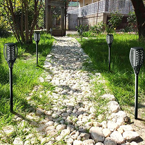 Furnizone Solar Garden Light Outdoor Patio Torch Light Tiki Torch LED Lighting Flickering Pathway Lights Dancing Flame Auto On/Off Security Light Waterproof Landscape Decoration Lights 2 Pcs (4Pcs) - Thumbnail 5