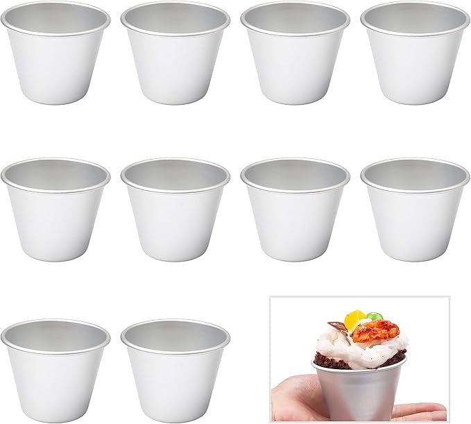 jlon 10 Pack Pudding Moulds, Mini Pudding Basins, Aluminum Baking Cups