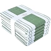 Candy Cottons Stripe Kitchen Towels Decor Mordern Design Centreband Tea Dish Towels Boho Stripe Absorbent Festive Gift Set of 6 Pantry Reusable Kitchen Dish Towel|Easter Spring Decor 18x28 in Green