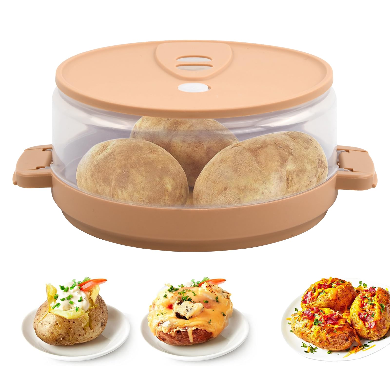 Nivofu Baked Potato Microwave Cooker, Microwave Potato Steamer, Snack Maker for Potatoes Meat Bacon and More, Cooks Tender & Fluffy Spuds in Minutes, Easy To Clean Dishwasher-Safe, BPA-Free - Clear