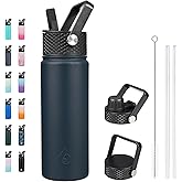 BJPKPK Insulated Water Bottles with Straw Lid, 22oz Cold & Hot Thermo, Stainless Steel Metal Water Bottle with 3 Lids, Reusable Thermo, Cups, Mugs for Daily Use-Navy Blue