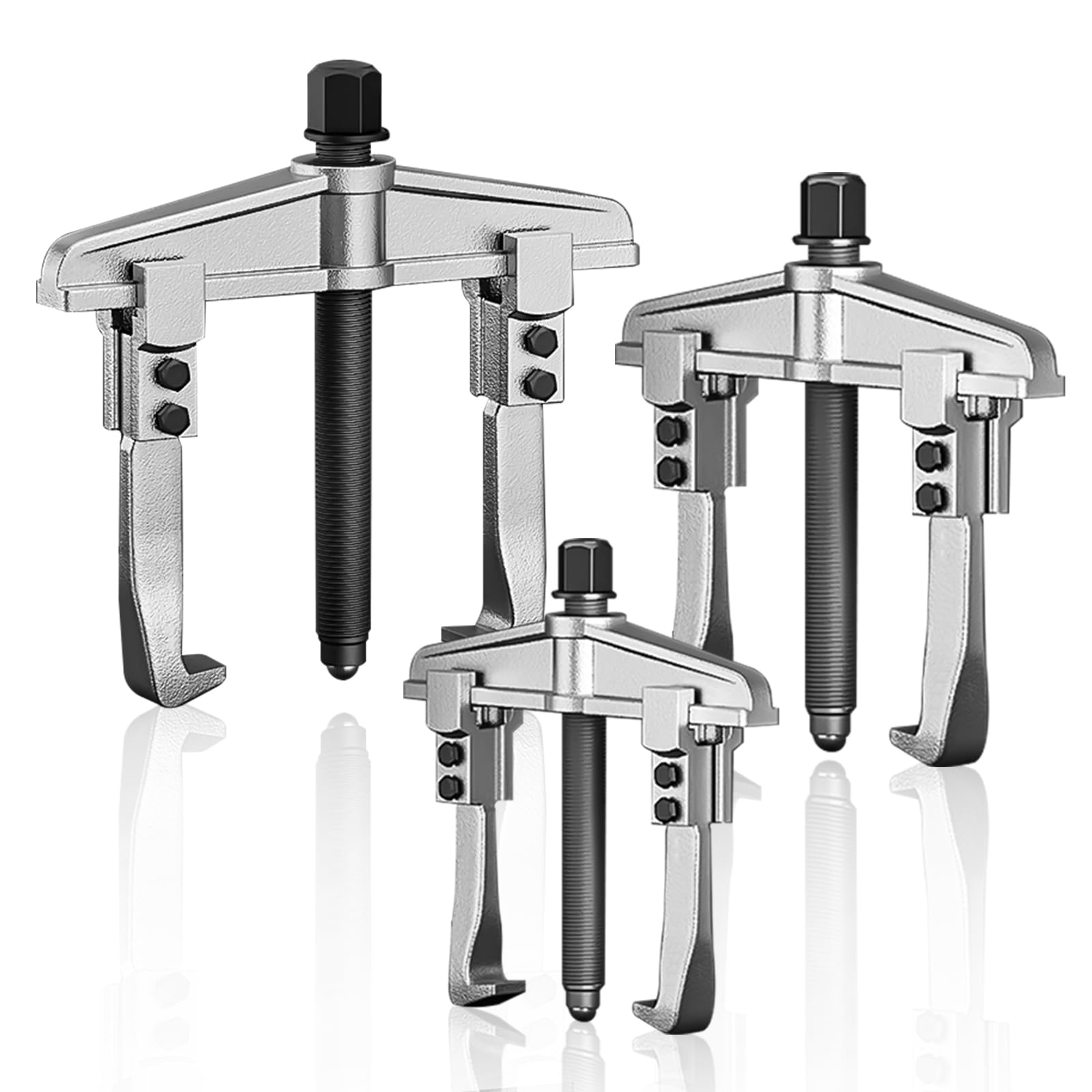 3-Piece Universal Puller 2 Arms, Span Width 40-150 mm, Adjustable Bearing Puller Parallel Puller 110-170 mm Depth, Claw Puller Ball Bearing Puller, Extractor Puller Tool 4"/6"/8"
