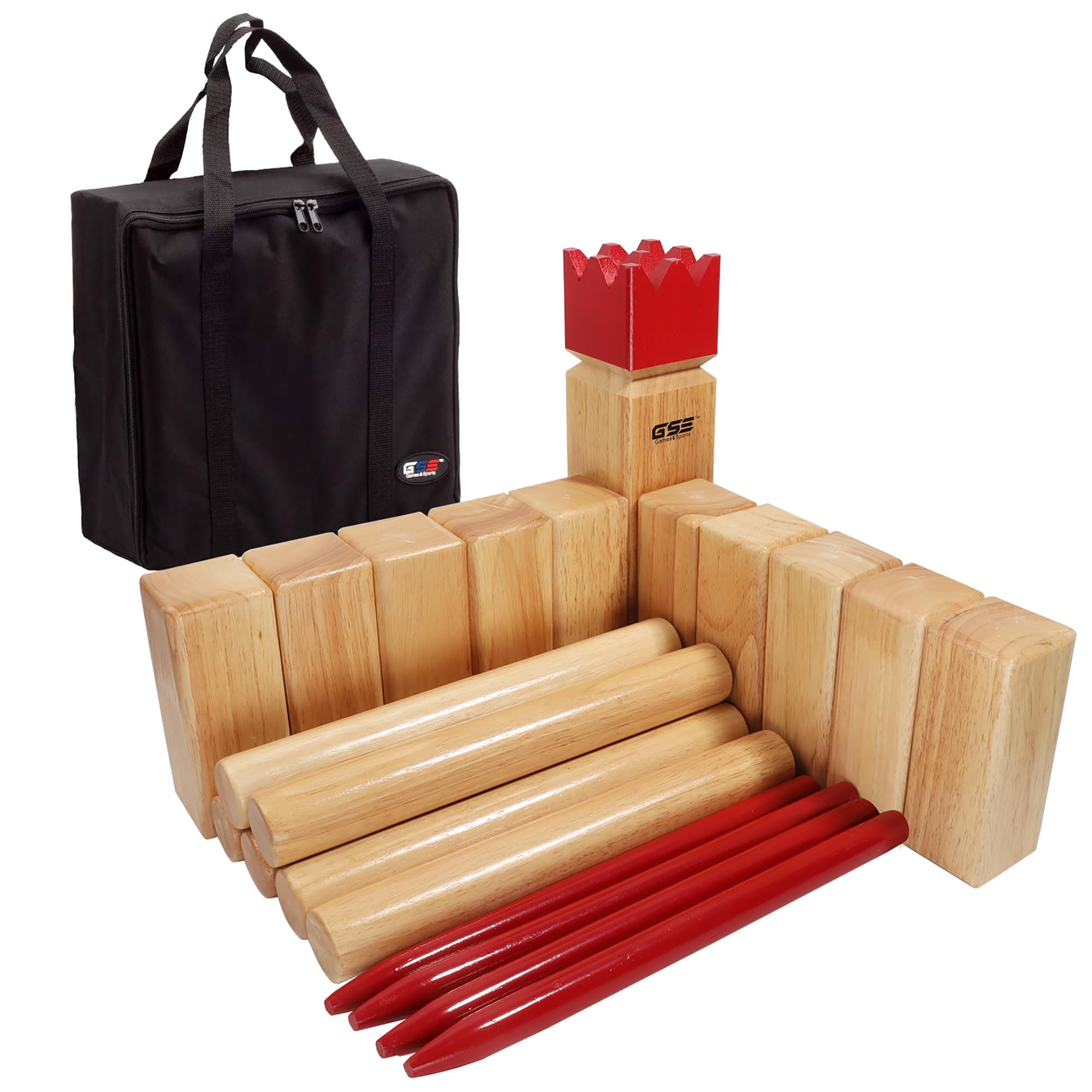 GSE Games & Sports Expert Wooden Throwing Game, 12 Numbered Block Toss Yard Game/Kubb Yard Game Set with Carrying Bag for Outdoor Backyard Lawn, Park with Family and Friends