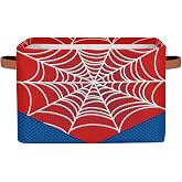 Ackutea Nursery Decor Storage Bins - Red Spider Web Large Collapsible Rectangle Shelf Closet Organizer Baskets for Kids Dirty Clothes, Bedroom,Bathroom,Toy Bin,Gift Basket
