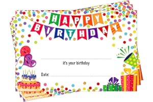 FaCraft Birthday Certificates for Kids Classroom - 36pcs Confetti Happy Birthday Certificates for Students from Teacher Back to School Teacher Supplies