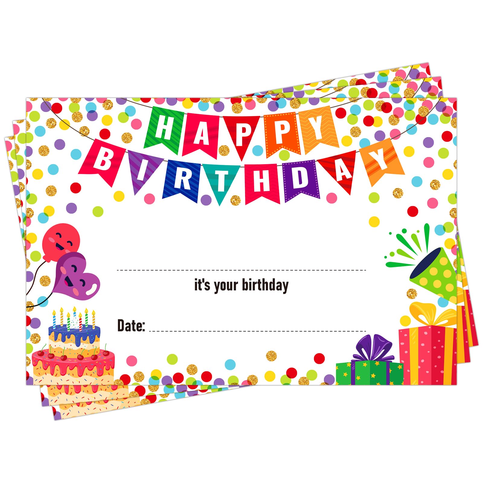 Photo 1 of FaCraft Birthday Certificates for Kids Classroom - 36pcs Confetti Happy Birthday Certificates for Students from Teacher Back to School Teacher Supplies