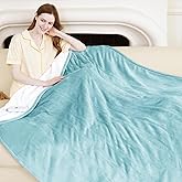 VELLUBAM Electric Blanket Heated Throw 50" x 60" - Soft Flannel Sherpa Heating Blanket with 5 Heating Levels & 4 Hours Auto Off, Heated Lap Blanket as a Gift for Grandma, Machine Washable (Blue)