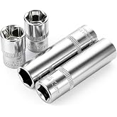 KFHENSOMR 4 Pcs 13mm Socket Set 3/8In Drive, 6 Point Deep &amp; Shallow Socket | 6 Point, Deep &amp; Shallow Socket