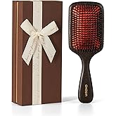 Boar Bristle Hair Brush for Women, Paddle Hairbrush Natural Boar Bristle for Thin Fine Hair Smooth Frizz Enhance Shine