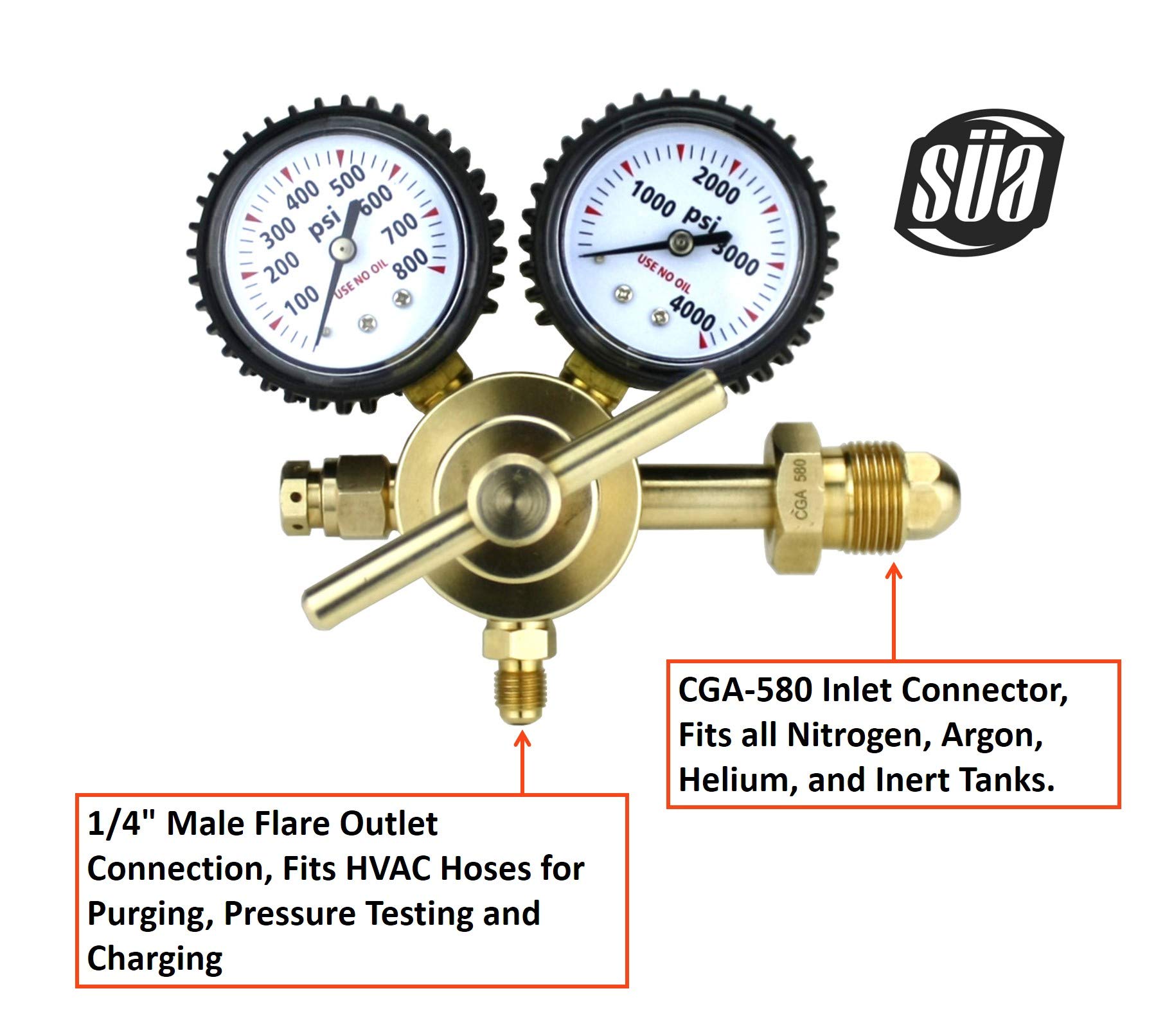 SÜA Nitrogen Gas Regulator 0600 PSIG HVAC Purging Pressure
