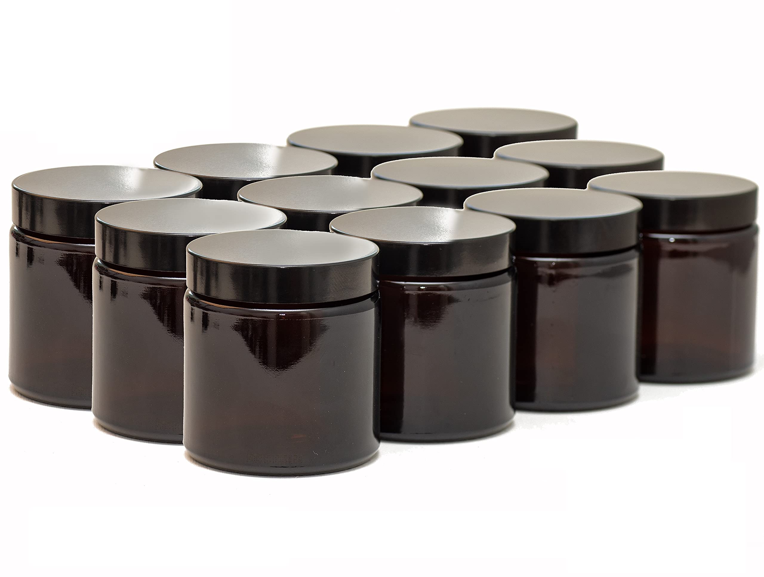 Aura 120ml AMBER GLASS Jars with BLACK Lids - PACK of 12
