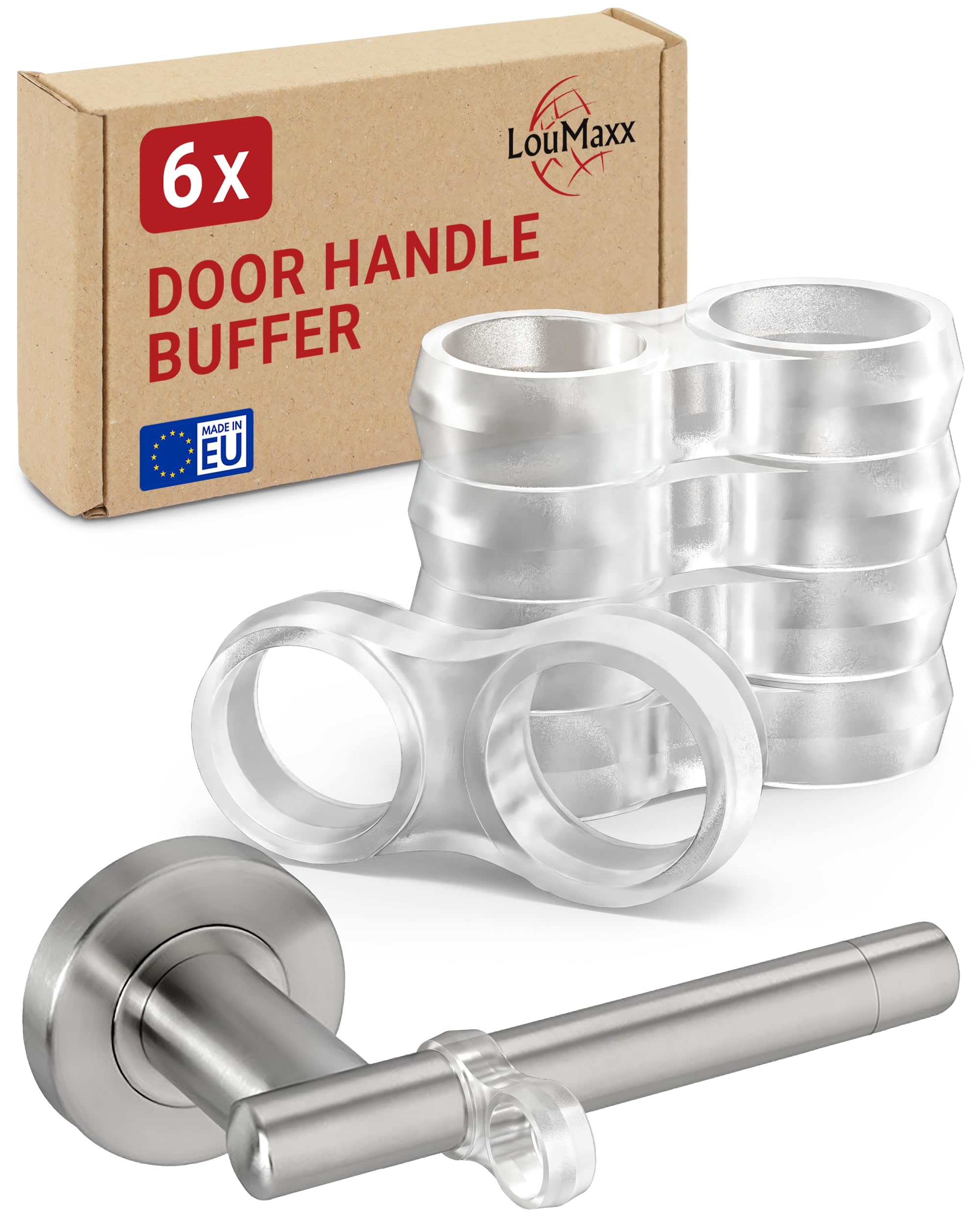 LouMaxx Door Handle Buffer – Double Door Handle Stopper – Transparent Protection