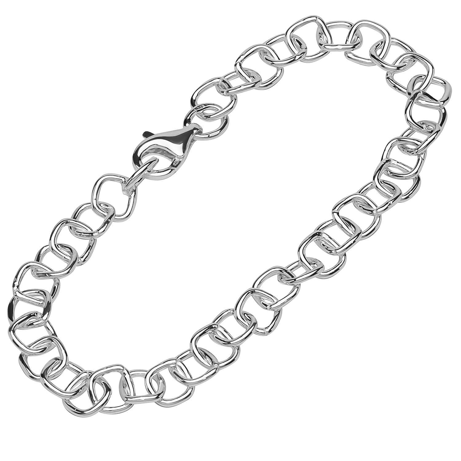 NKlaus bracelet 925 Sterling Silver 22cm square anchor chain ladies designer bracelet 12431