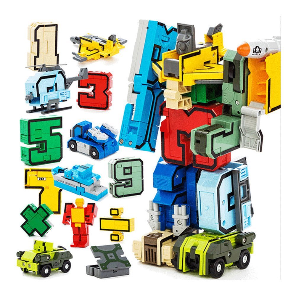 Give Gift 10 in 1 Number Robot Transformers Toy for Learning Math Basic 0-9 Assembly Deformation Toy