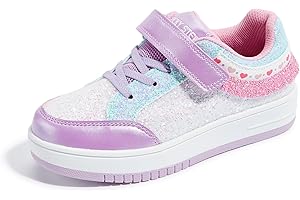 LUCKY STEP Kid's Glitter Fashion Sneakers Girls Sparkly Tennis School Slip On Shoes Walking Casual Party Dress Shoes for Toddler Children