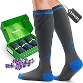 Wakefeet Medical Compression Socks for Men & Women, 3 Pairs 20–30mmHg Graduated Compression Stockings for Travel, Flight, Running, Cycling, Pregnancy, Nurses
