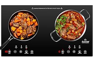 Duxtop 1800W Portable Induction Cooktop 2 Burner, Built-In Countertop Burners with Adjustable Temperature Control, Sensor Touch Induction Burner with Timer and Safety Lock, Easy to Clean, 8620BI/BTK35