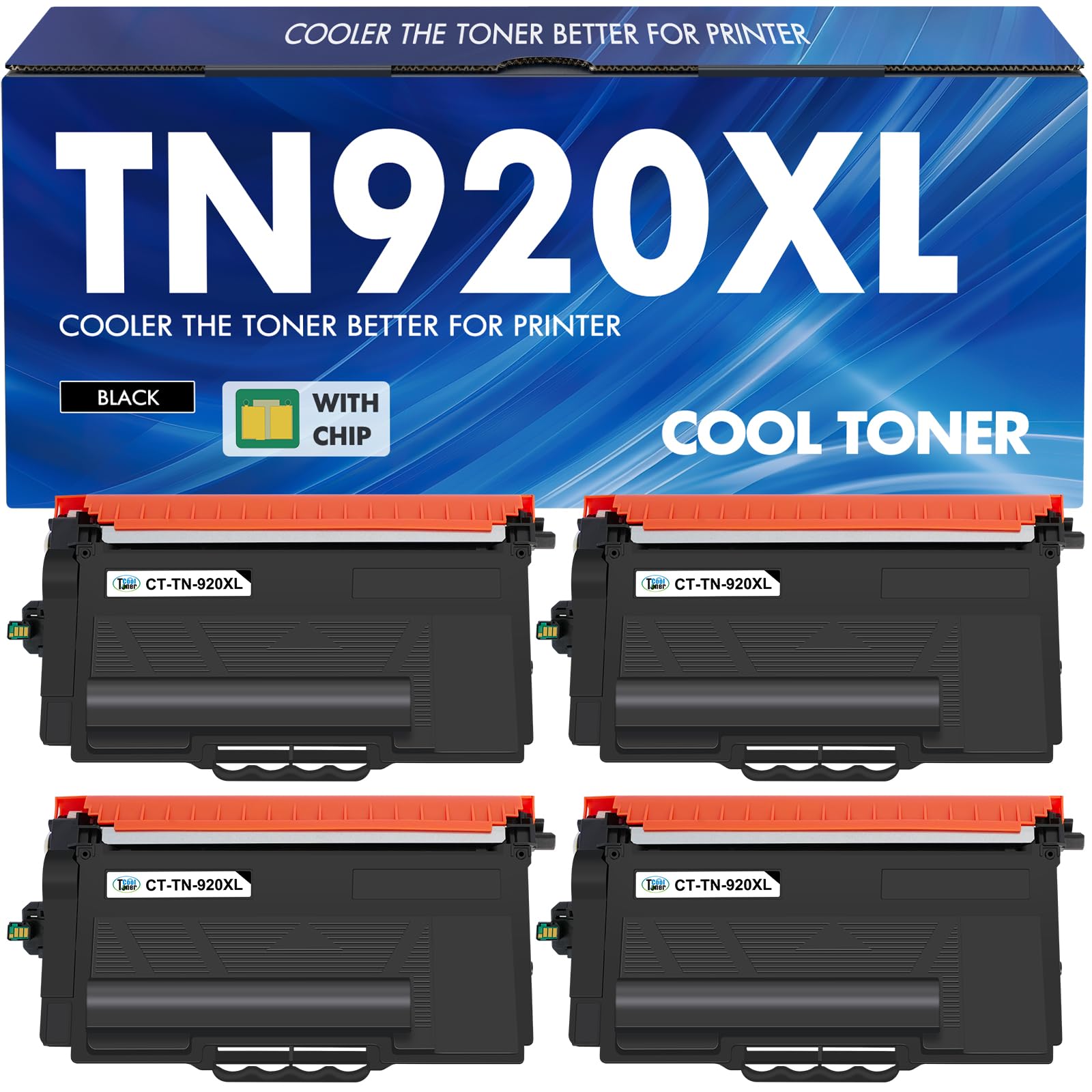 Photo 1 of TN920XL TN920 Toner Cartridge Compatible Replacement for Brother TN 920 920XL TN920XXL TN920UXXL TN-920XL for HL-L6210DW HL-L6210DWT HL-L5210DW HL-L5210DN HL-L5210DWT Printer High Yield 4 Pack