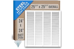 Fits 24x24 Duct Opening | Steel Return Air Grille by Handua | Vent Cover Grill for Sidewall and Ceiling | White | HVAC Cold Air Intake Grille | Outer Dimensions: 25.75"W X 25.75"H