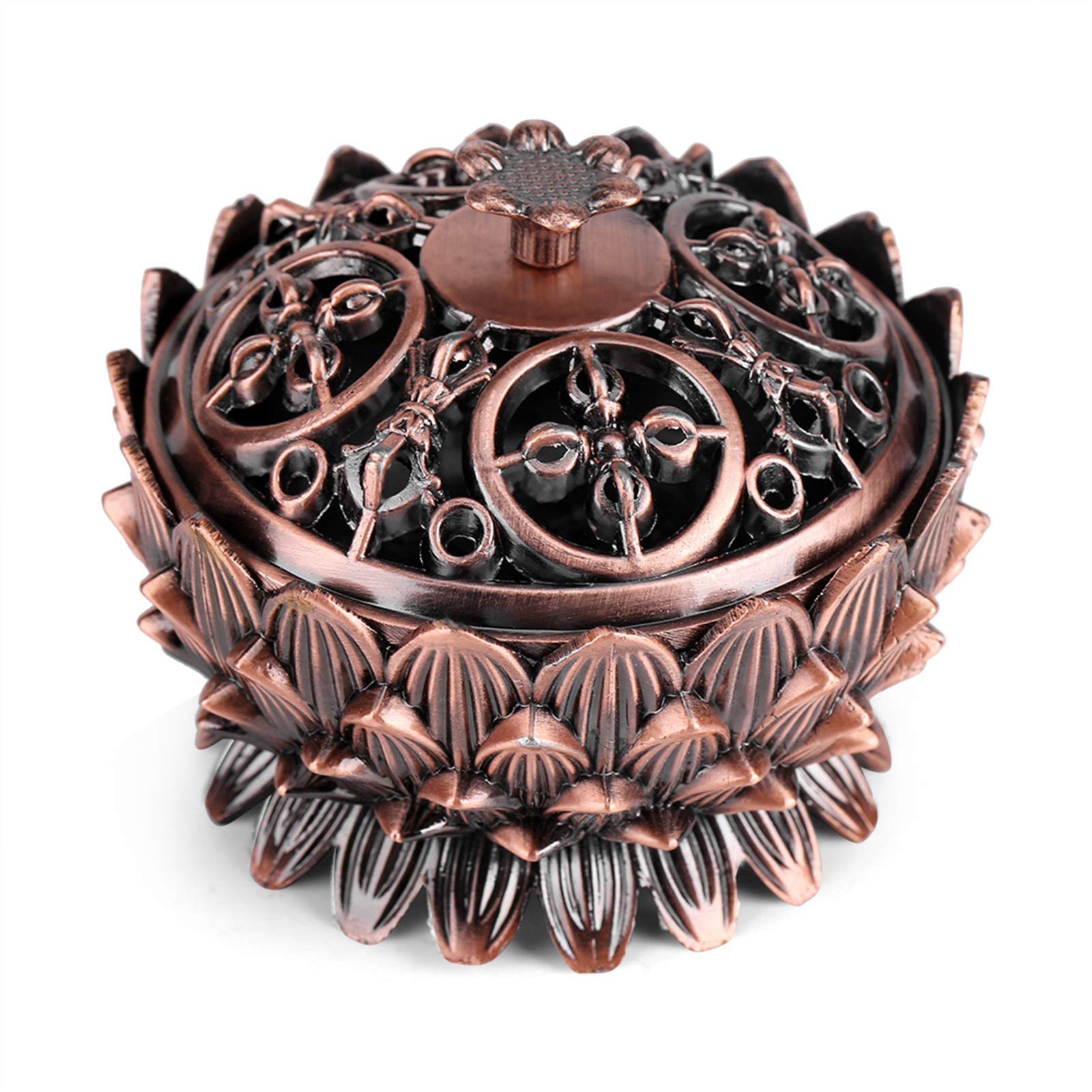 1Pc Vintage Lotus Shape Alloy Incense Burner Tool Home Decoration Bowl Hot Burner Charcoal Burner for Incense Cone Holder Charcoal Lotus Flower Oil