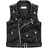LJYH Children Faux Leather Motorcycle Vests Boys Joker Dress Coats Black