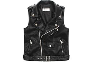 LJYH Children Faux Leather Motorcycle Vests Boys Joker Dress Coats Black