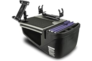 AutoExec AUE15150 GripMaster Car Desk Grey Finish with Printer Stand and Tablet Mount