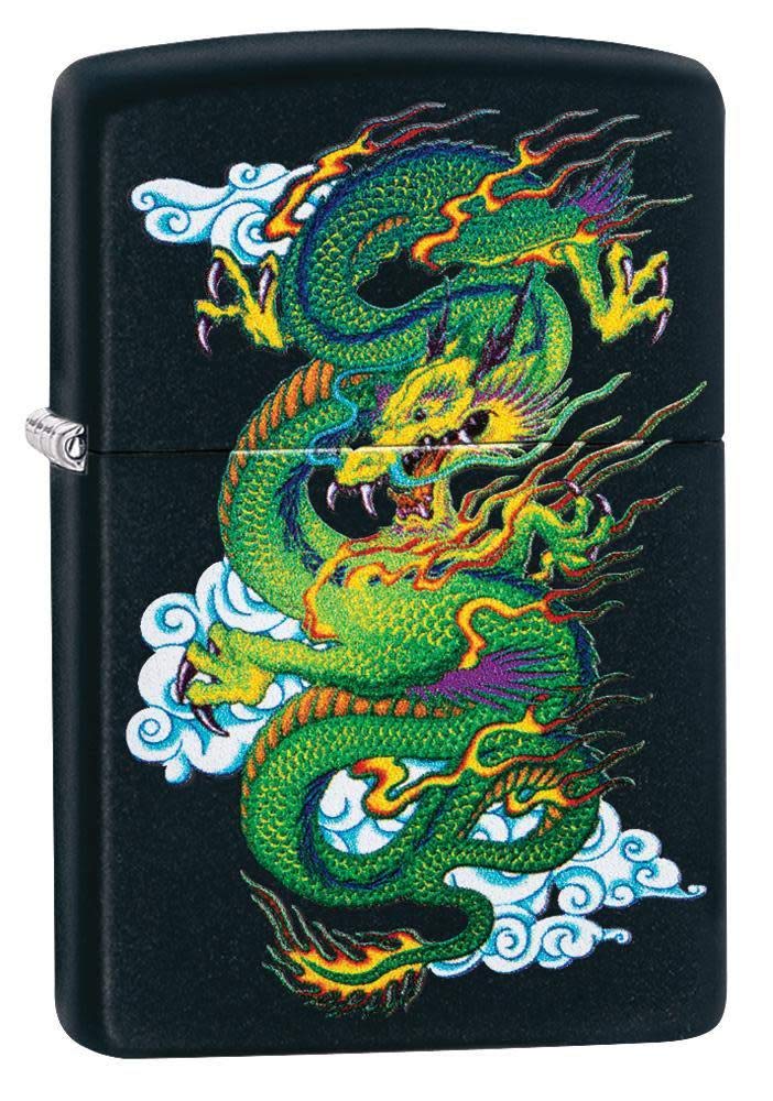 Zippo Windproof Lighter - Asian Dragon - Black Matte - Colour Image - Refillable - Reusable - Windproof Design - Gift Box - Metal - Made in USA