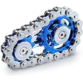 Metal Fidget Spinner Toys for Teens Boys Adults Bike Chain Roller Gadgets ADHD Figette Anxiety Stress Relief Items Quiet Figet Desk Offices EDC Men Easter Basket Stuffer - Blue