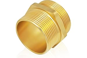 FANOVO Fire Equipment Hexagonal Nipple Fitting Brass Fire Hose Adapter 1-1/2" NPT Male x 1-1/2" NST (NH) Male,Double Male Fire Hose Hydrant Adapter for Fire Hydrants,Hoses (1-1/2" NPTx 1-1/2" NST (NH))