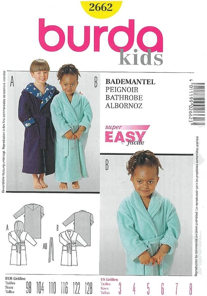 Patron Peignoir Enfant Burda 2662 Amazon Fr Cuisine Maison