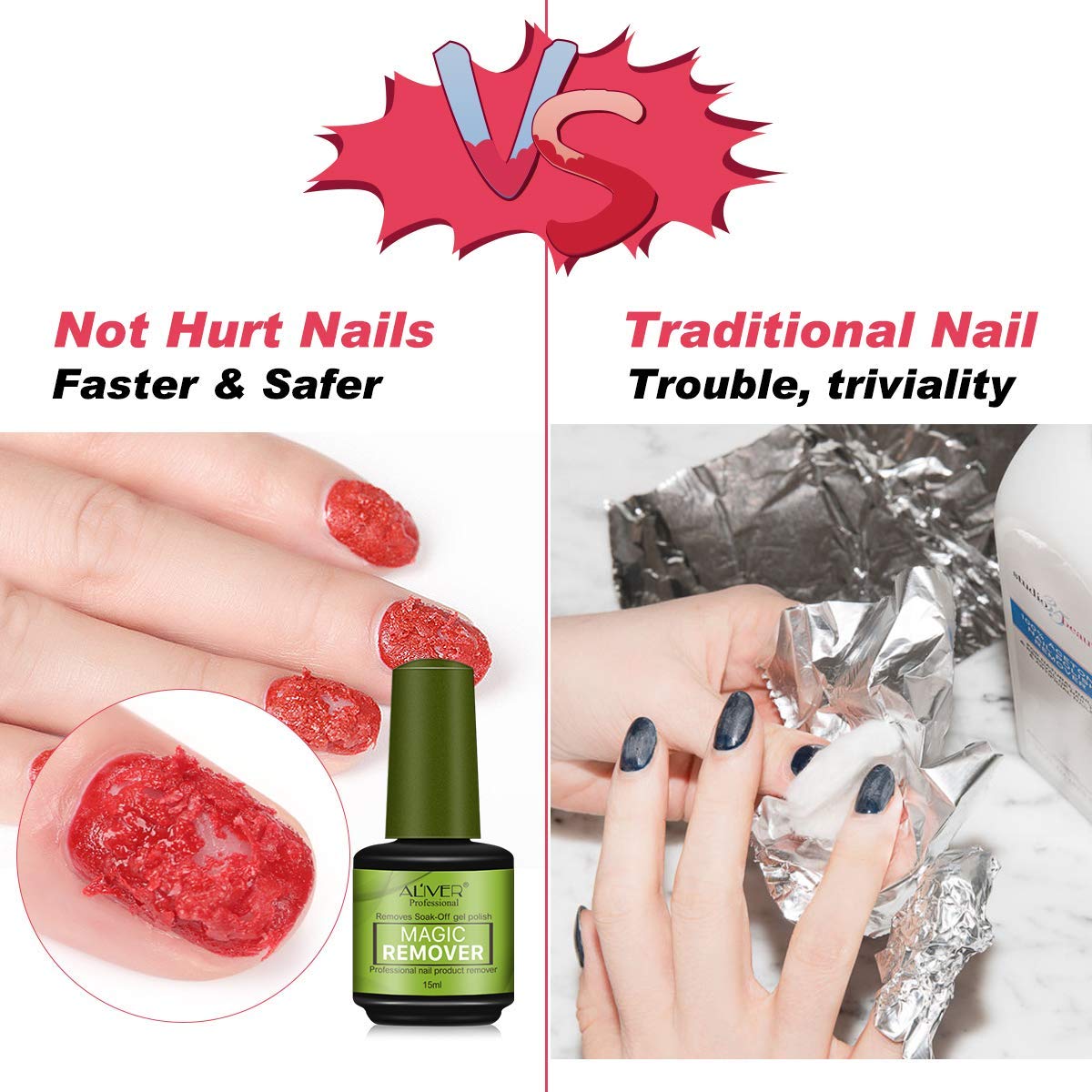 3 Pack Magic Nail Polish Remover, Quick & Easy Remove Gel Nail Polish Within 3-5 Minutes, No Need For Foil, Soaking or Wrapping, For Natural, Gel, Acrylic, Sculptured Nails : Beauty