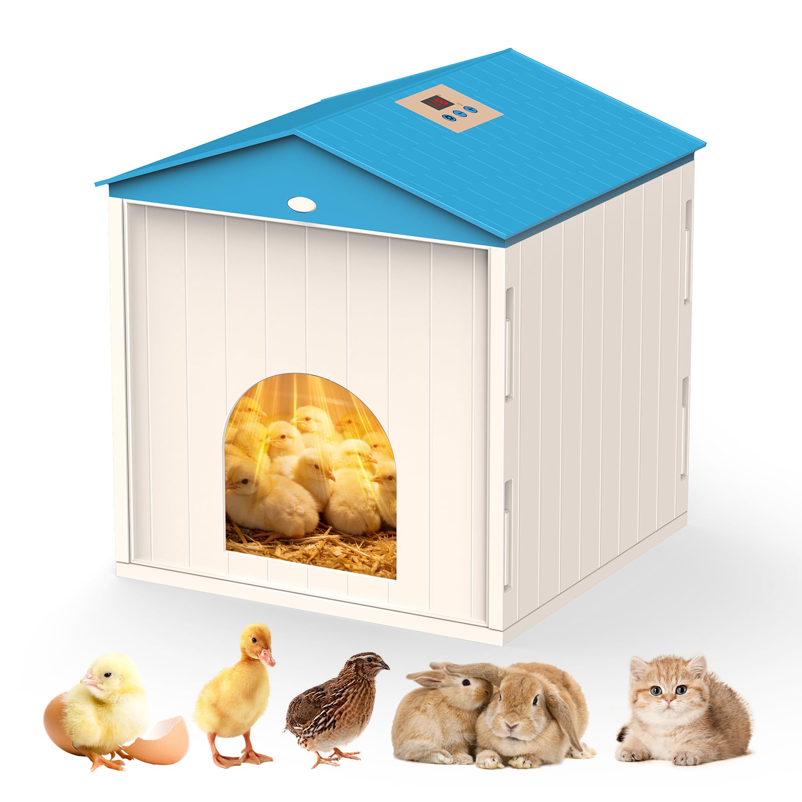 Photo 1 of NyPots Chick Brooder Plate for Chicks Temperature Control & Display, Chicken Brooder Box for Chicks with Thermostat Fan & Light, 6.5Ft 110V Power Cord Brooder Heater 50W Chick Heat Plate 11.4"Lx11.2"W